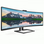 MONITOR LCD DA 49 - MONITOR PHILIPS LCD CURVED LED 48.8'' 32:9 499P9H/00 4K 5MS MM DQHD 3000:1 BLACK 2XHDMI DP USB-C USB3.1 WEBCAM VESA FINO:31/05 - Borgaro Online